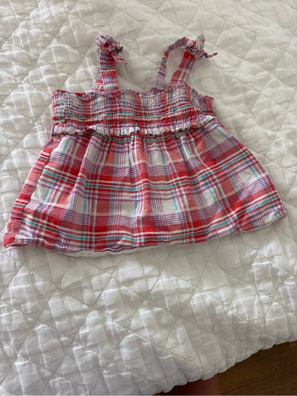 Cat & Jack Pink Plaid Smocked Tank Top